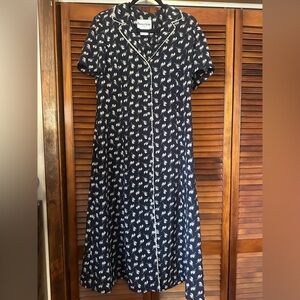 Vintage Danny & Nicole Navy and White Patterned Dress